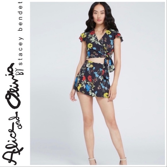 Alice + Olivia Tops - ALICE + OLIVIA, NEW, Zabel Cropped Wrap Top